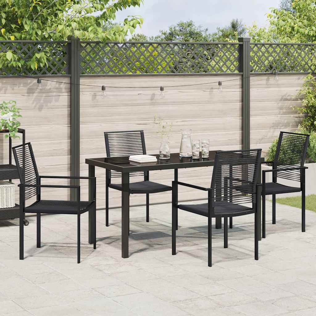 Garden Dining Set 5 pcs Black Powder-Coated Steel