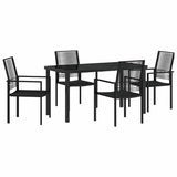 Garden Dining Set 5 pcs Black Powder-Coated Steel - Front View