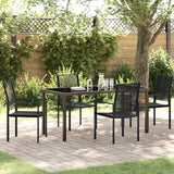 Garden Dining Set 5 pcs Black Powder-Coated Steel