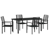 Garden Dining Set 5 pcs Black Powder-Coated Steel - Front View