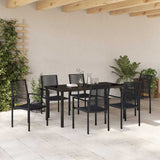 Garden Dining Set 7 pcs Black Powder-Coated Steel - Top-Down View