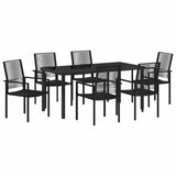 Garden Dining Set 7 pcs Black Powder-Coated Steel - Front View