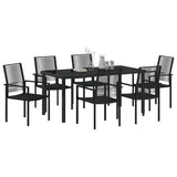 Garden Dining Set 7 pcs Black Powder-Coated Steel - Side View