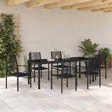 Garden Dining Set 7 pcs Black Powder-Coated Steel - Top-Down View