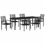 Garden Dining Set 7 pcs Black Powder-Coated Steel - Front View