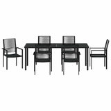 Garden Dining Set 7 pcs Black Powder-Coated Steel - Close-Up Angle