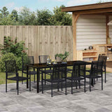 Garden Dining Set 9 pcs Black Powder-Coated Steel - Top-Down View