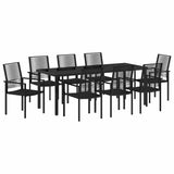 Garden Dining Set 9 pcs Black Powder-Coated Steel - Front View