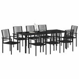 Garden Dining Set 9 pcs Black Powder-Coated Steel - Side View