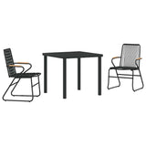 Garden Dining Set 3 pcs Black Powder-Coated Steel