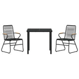Garden Dining Set 3 pcs Black Powder-Coated Steel