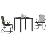 Garden Dining Set 3 pcs Black Powder-Coated Steel - Side View
