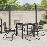 Garden Dining Set 5 pcs Black Powder-Coated Steel - Top-Down View