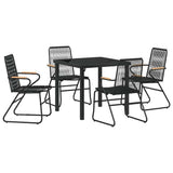 Garden Dining Set 5 pcs Black Powder-Coated Steel - Front View