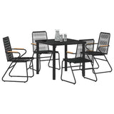 Garden Dining Set 5 pcs Black Powder-Coated Steel