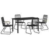 Garden Dining Set 5 pcs Black Powder-Coated Steel - Front View