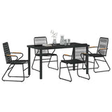 Garden Dining Set 5 pcs Black Powder-Coated Steel - Side View