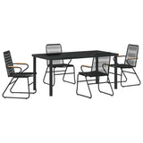 Garden Dining Set 5 pcs Black Powder-Coated Steel - Front View