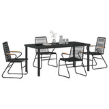 Garden Dining Set 5 pcs Black Powder-Coated Steel - Side View