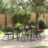 Garden Dining Set 7 pcs Black Powder-Coated Steel