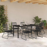 Garden Dining Set 7 pcs Black Powder-Coated Steel - Top-Down View