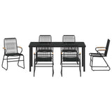 Garden Dining Set 7 pcs Black Powder-Coated Steel - Close-Up Angle