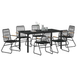 Garden Dining Set 7 pcs Black Powder-Coated Steel - Side View