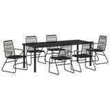 Garden Dining Set 7 pcs Black Powder-Coated Steel - Front View