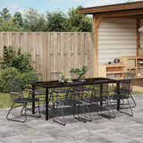 Garden Dining Set 9 pcs Black Powder-Coated Steel - Top-Down View