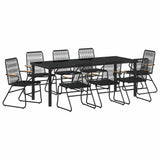 Garden Dining Set 9 pcs Black Powder-Coated Steel - Front View