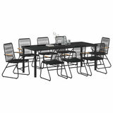 Garden Dining Set 9 pcs Black Powder-Coated Steel - Side View