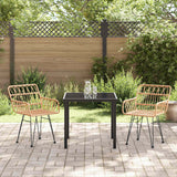 Garden Dining Set 3 pcs Brown Powder-Coated Steel - Top-Down View