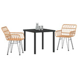 Garden Dining Set 3 pcs Brown Powder-Coated Steel