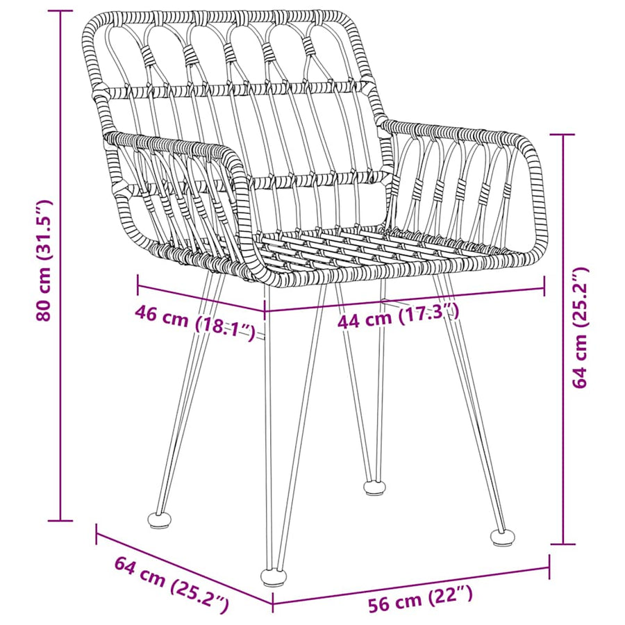 Garden Dining Set 3 pcs Brown Powder-Coated Steel