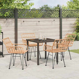 Garden Dining Set 5 pcs Brown Powder-Coated Steel - Top-Down View