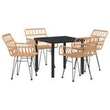 Garden Dining Set 5 pcs Brown Powder-Coated Steel