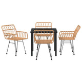 Garden Dining Set 5 pcs Brown Powder-Coated Steel
