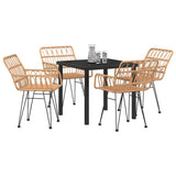 Garden Dining Set 5 pcs Brown Powder-Coated Steel - Side View