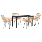 Garden Dining Set 5 pcs Brown Powder-Coated Steel