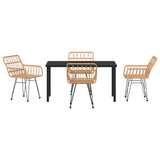 Garden Dining Set 5 pcs Brown Powder-Coated Steel