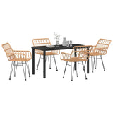 Garden Dining Set 5 pcs Brown Powder-Coated Steel