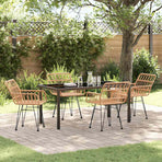 Garden Dining Set 5 pcs Brown Powder-Coated Steel