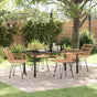 Garden Dining Set 5 pcs Brown Powder-Coated Steel