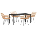 Garden Dining Set 5 pcs Brown Powder-Coated Steel