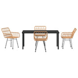 Garden Dining Set 5 pcs Brown Powder-Coated Steel - Close-Up Angle