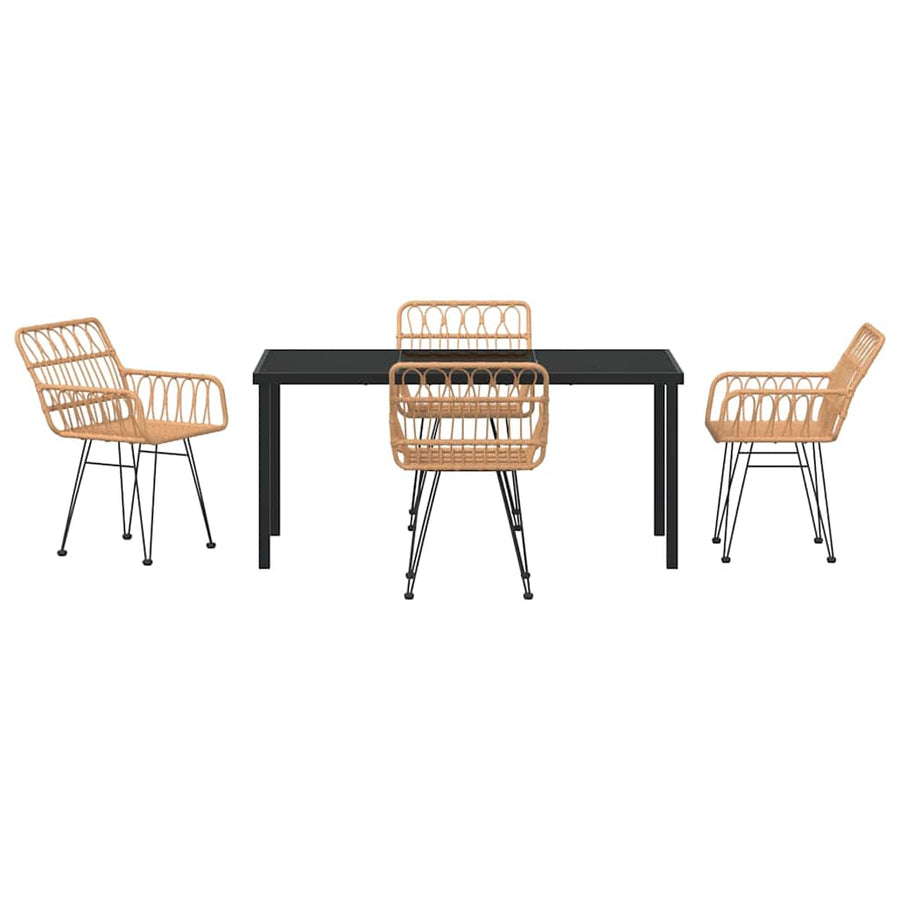 Garden Dining Set 5 pcs Brown Powder-Coated Steel