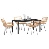 Garden Dining Set 5 pcs Brown Powder-Coated Steel - Side View