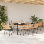 Garden Dining Set 7 pcs Brown Powder-Coated Steel