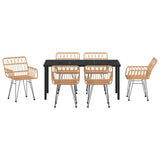 Garden Dining Set 7 pcs Brown Powder-Coated Steel