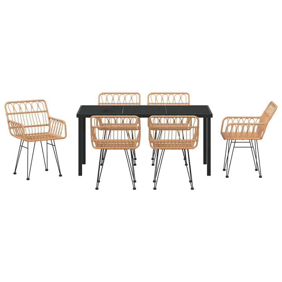 Garden Dining Set 7 pcs Brown Powder-Coated Steel